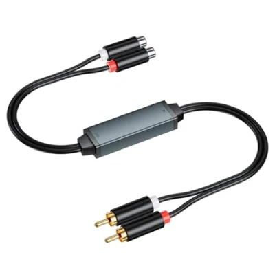 Immagine di eppfun AV100C Isolatore Acustico ad Anello di Messa a Terra per Sistema Audio Auto/Stereo Domestico, Isolamento del Circuito Terra, Filtro con 2 Cavi RCA, Nero (1 PC)