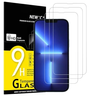 Immagine di NEW&#039;C 3 Pezzi, Vetro Temperato per iPhone 13 Pro Max, 14 Plus (6,7 Pollici), Pellicola Prottetiva Anti Graffio, Impronte,Senza Bolle,Durezza 9H, 0,33mm Ultra Trasparente,Ultra Resistente