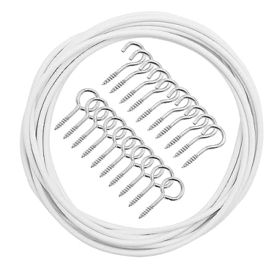 Immagine di LWMLWM Filo per Tende 4 Metri Cavo di Rete con 10 Ganci e Occhi