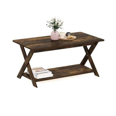 Immagine di Furinno Modern Simplistic Tavolino da caffè con Gambe Incrociate, Legno ingegnerizzato, Pino Ambrato, 9,32 (P) x 40,59 (L) 50,01 (A) cm