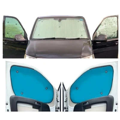 Immagine di Tendine Parasole Auto Compatibile con Renault Trafic (2000 2014)(Set Anteriore) Dorso Acqua,Reversibile e Termico