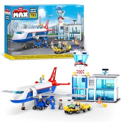Immagine di MAX Set da gioco a sorpresa Aeroporto Adventure (793 pezzi) con mattoncini costruzione adatti bambini dai 5 anni in su per creare veicoli e molto altro