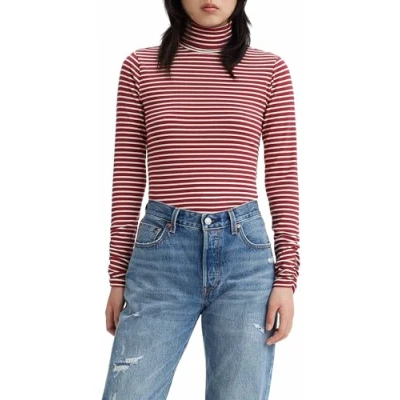 Immagine di Levi&#039;s Rusched Turtleneck Top Donna, Dill Stripe Syrah, XS