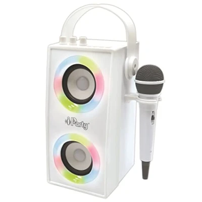 Immagine di Lexibook Altoparlante Portatile Bluetooth 3+ anni, con Microfono, Effetti di Luce, Karaoke, Wireless, USB, Scheda SD, Batteria Ricaricabile, Bianco, BTP180Z