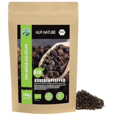 Immagine di pepe cubeb biologico, di java da coltivazione biologica controllata, peperone testato in laboratorio, puro e naturale al 100% (100 GR)
