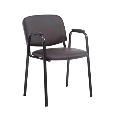 Immagine di CLP Sedia Visitatore Ken Pro Imbottita In Similpelle I Conferenza Portata Max 120 KG Riunioni Telaio Metallo, Colore:marrone