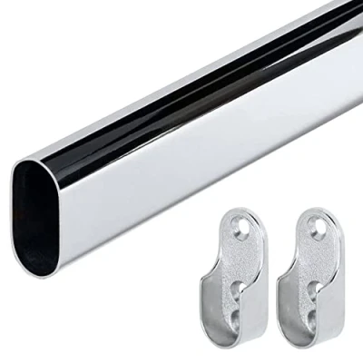 Immagine di Gedotec Appendiabiti in metallo cromato lucido 1 bastone per tende adatto l&#039;armadio con montaggio a parete laterale Dimensioni 30 x 15 mm lunghezza 1200