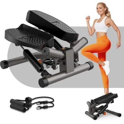 Immagine di Niceday step Twist per allenamento, mini stepper con bande di resistenza, macchina la casa, machine ginnico monitor LCD, salvaspazio, pedale antiscivolo, allenamento completo del