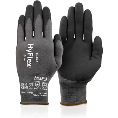 Immagine di Ansell HyFlex 11 840 Guanti da Lavoro Professionali, Rivestimento in Nitrile Resistente all&#039;Abrasione, Protezione Professionale per Usi Industriali e Meccanici, Nero, Taglia XS (1 Paio)