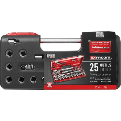 Immagine di Facom Kit di chiavi a bussola metrico 1/2 (12.5 mm) 25 parti SXL.DBOX3PB