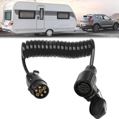 Immagine di Techfection 7 13 Poli Cavo Adattatore Rimorchio Estensione 2,5m Spiral per Barca Caravan Portabici Camion Trattore