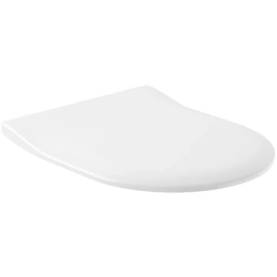 Immagine di Villeroy &amp; Boch Subway sedile WC SlimSeat con abbassamento automatico, rimovibile in Duroplast infrangibile, ricambio originale, forma a D, bianco alpino, lucido