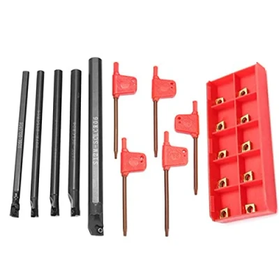 Immagine di Maizoon CNC Portautensili CLCR 6/7/8/10/12 mm Tornio Bar Set + 10 Inserti in Carburo CCMT0602 5 Chiavi per Strumento di Tornitura DZ06