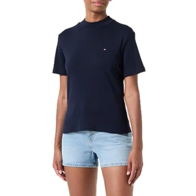 Immagine di Tommy Hilfiger SLIM CODY CROP MOCK Tshirt basic, Donna, Taglia: Large, Desert sky