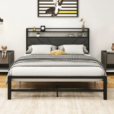 Immagine di VERFARM letto imbottito 140 x 200 cm, struttura singolo, matrimoniale con rete a doghe, robusto supporto per doghe in acciaio, telaio cm