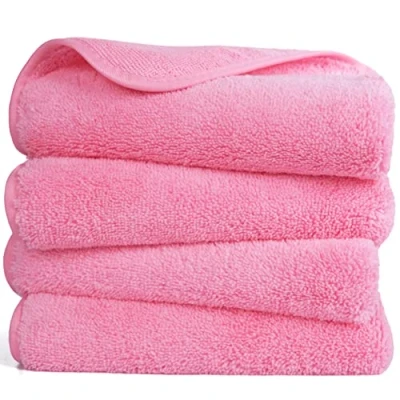 Immagine di Polyte asciugamano mani premium in microfibra anti pelucchi ad asciugatura rapida rosa 40 x 76 cm set 4 pezzi