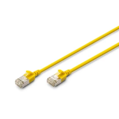 Immagine di Digitus CAT 6A classe Ea, F/FTP, Cavo patch a coppie intrecciate, Cu, LSZH, AWG 32/7, lunghezza: 3 m, giallo (F/FTP, CAT6a, 3 m), di rete