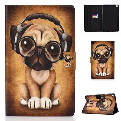 Immagine di Succtop Custodia per Samsung Tab A 10.1 pollici 2019 in pelle PU Flip Stand Tablet con cintura antiscivolo e fessura carte Galaxy 10.1&quot; SM T510 T515 cane