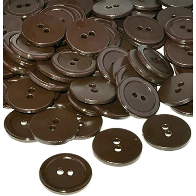Immagine di AERZETIX C56380 Set di 50 bottoni per cucire rotondi Ø20x2.2mm con 2 fori 32L L32 colore castano in plastica diametro apertura 2mm merceria/abbigliamento/moda