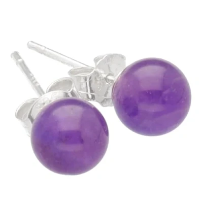 Immagine di Orecchini a perno in ametista, con pietre preziose, diametro sfera/perla, 6 mm, Argento 925, sterling