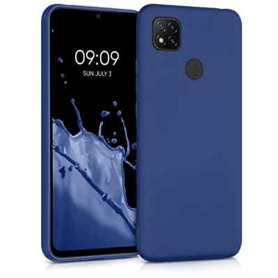 Immagine di kwmobile Custodia Compatibile con Xiaomi Redmi 9C Cover Back Case Morbida Protezione in Silicone TPU Effetto metallizzato blu