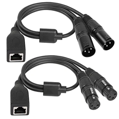 Immagine di GELRHONR cavo adattatore da doppio XLR a 3 pin maschio RJ45 femmina, di prolunga femmina DMX per controller CON Series Nero/1,7 piedi