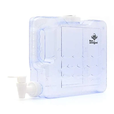 Immagine di Bar Amigos Distributore di acqua da frigo sottile 3l con rubinetto in plastica PETG viaggio contenitore per bevande e ripiano ricaricabile ideale ufficio campeggio succhi frutta