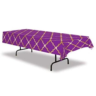 Immagine di Beistle 53576 Tovaglia in lattice, 2 pezzi, plastica, colore: Viola/Oro