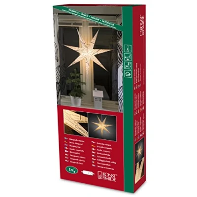 Immagine di Konstsmide 2985 270 Stella di Natale Lampada ad incandescenza, LED (monocolore) Bianco, Nero con supporto