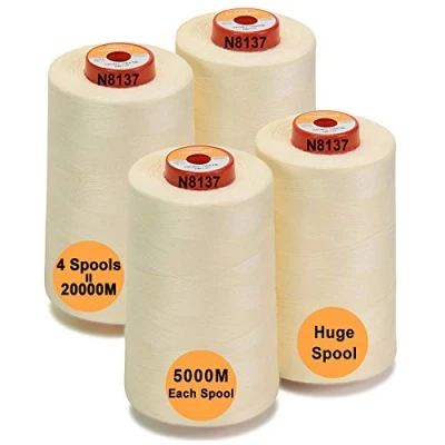Immagine di New brothread 28 Opzioni 4 Grandi Bobina di 5000M per tutti gli usi Filo da Cucito in Poliestere 40S/2 (Tex27) Cucito, Quilting, Patchwork, Serger e Overlock Ivory White