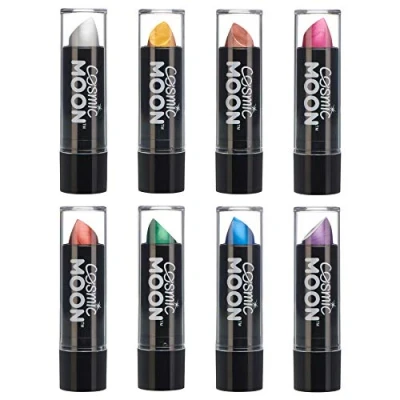 Immagine di Cosmic Moon Rossetto metallico 5g Per labbra straordinariamente metalliche Set di 8 colori Include: Argento, Oro, Oro Rosa, Rosso, Verde, Blu, Viola