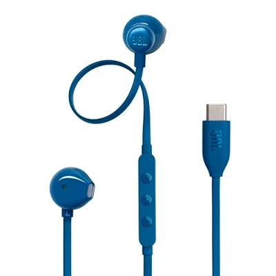 Immagine di JBL Tune 305 C Auricolari USB ad Alta Risoluzione Audio, con Cavo Piatto Antigroviglio, Comando a 3 Tasti Bassi Profondi, Pure Bass, Blu