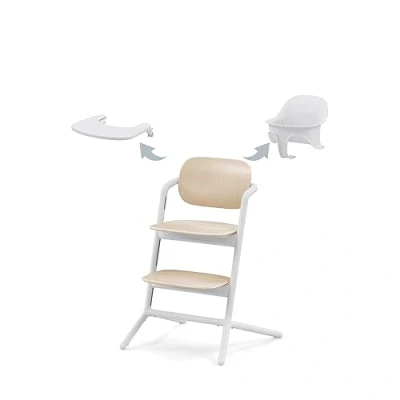 Immagine di CYBEX Gold LEMO Seggiolone 3 in1, per Crescere Insieme a Voi, 6 Mesi 99 Anni, Utilizzabile dalla Nascita con Sdraietta CYBEX, Include Sedile Bambini e Vassoio, Alluminio/Plastica, Sand White