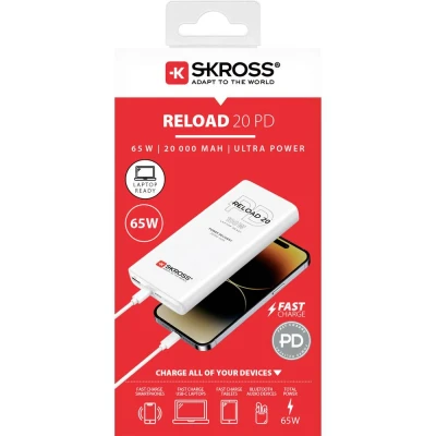 Immagine di Skross Reload 20 65W PD Power bank 20000 mAh Consegna di potenza, Ricarica rapida Li Ion USB C® Bianco