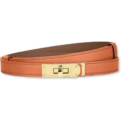 Immagine di HEVIBK Cintura in pelle da donna, pelle, 18 mm, sottile, arancione/oro, Average code