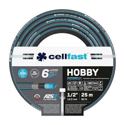 Immagine di Cellfast Tubo da giardino HOBBY ATS2 ™, Heavy Duty, 6 strati, resistente ai raggi UV, tricot a doppia croce 30 bar,1/2&quot;,25m,16 200