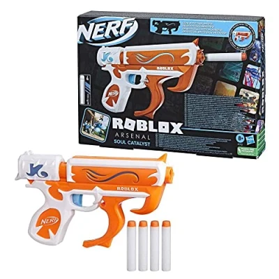 Immagine di Nerf Roblox Blaster a dardi Arsenal: Soul Catalyst Roblox, include un codice per riscattare esclusivo articolo virtuale, 4 Elite, giochi all&#039;aperto