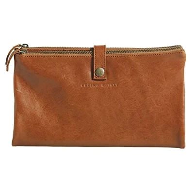 Immagine di Clairefontaine 930031C Trousse piatta Flying Spirit 2 scomparti L, 26.3 x H, 24 P, cm in vera pelle d&#039;agnello, cognac,