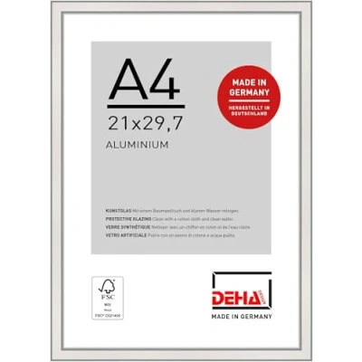Immagine di DEHA Design cornice in alluminio Boston, 21x29,7 cm (A4), Argento