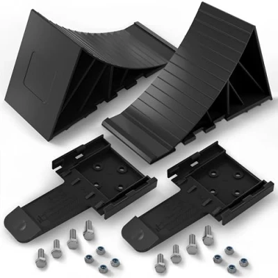 Immagine di TRIBURG Cunei per ruote incl. supporto [set di 2] e materiale montaggio freni rimorchi caravan/motorhome fino a 1600 kg carico sull&#039;asse