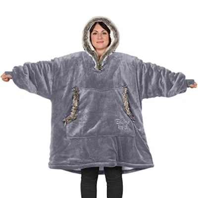 Immagine di Snug Rug Lilla Grigio Eskimo Felpa con Cappuccio Oversize Sherpa Coperta, Super Morbida e Calda, Gigante Comoda in Pile Sherpa, Taglia Unica, Adulti Unisex Unica