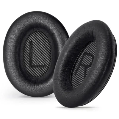Immagine di Aurivor Cuscinetti auricolari in pelle per cuffie Bose QuietComfort QC 35 ii 25 15 2, di agnello, ricambio Ae2/Ae2i/Ae2W SoundLink SoundTrue (Nero)