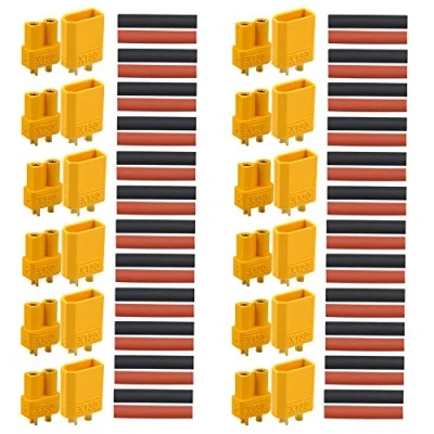 Immagine di FULARR® 24Pcs Premium XT30 Battery Connettore, 12 Paia Maschio Femmina Bullet Connettore Spine con tubo termorestringente, per RC Lipo