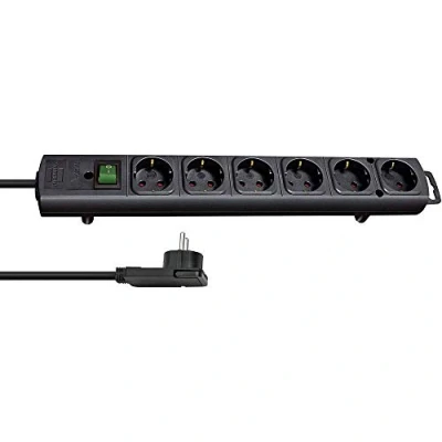 Immagine di Brennenstuhl, Presa multipla Comfort Line Plus con le linguette 6 posti nero 2m H05VV F 3G1,5
