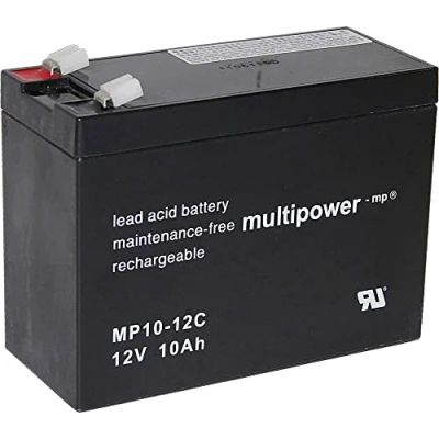 Immagine di multipower PB 12 10 6,35 MP10 12C Batteria al Piombo V Ah AGM (L x A P) 151 118.5 65 mm Spina piatta Ciclica, Esente da