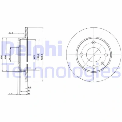 Immagine di DELPHI BG2439 Disco freno 240 10 4 pieno Oleato non trattato senza cuscinetto ruota, anello sensore ABS FORD: FIESTA 3, Escort 5, 6