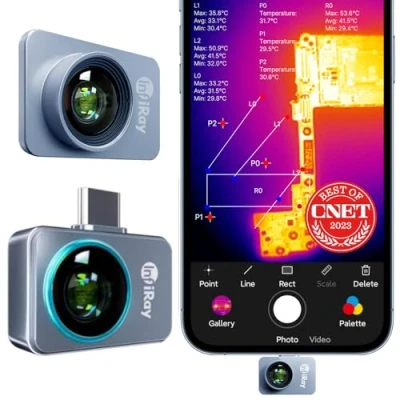 Immagine di InfiRay P2 Pro Telecamera termica con obiettivo macro magnetico, corpo completamente in metallo da 9 g, intervallo di misurazione 20C 550C, risoluzione 25Hz 256X192 (solo per Android Type C)