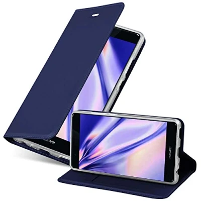 Immagine di Cadorabo Custodia Libro per Huawei P9 in CLASSY BLU SCURO con Vani di Carte, Funzione Stand e Chiusura Magnetica Portafoglio Cover Case Wallet Book Etui Protezione