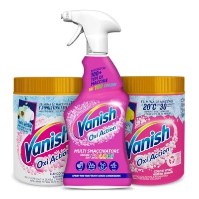 Immagine di Kit Vanish, 1 kg Vanish Oxi Action Multipower Polvere Rosa, Bianco Splendente, Multi Smacchiatore Spray