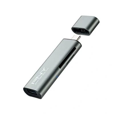 Immagine di PNY R TC UA 3N1E01 RB Lettore schede di memoria esterno USB C® 3.2 (Gen 1) Metallico